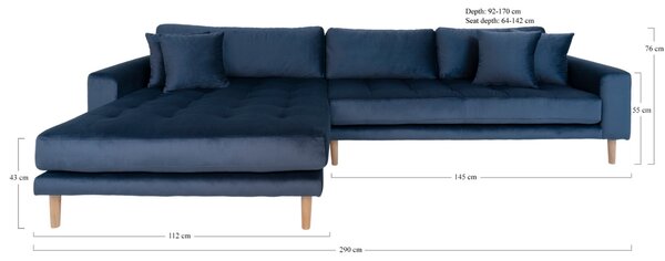 -25 % Dny MOMENTI– Nordic Living Sametová rohová pohovka Limo 290 cm, levá