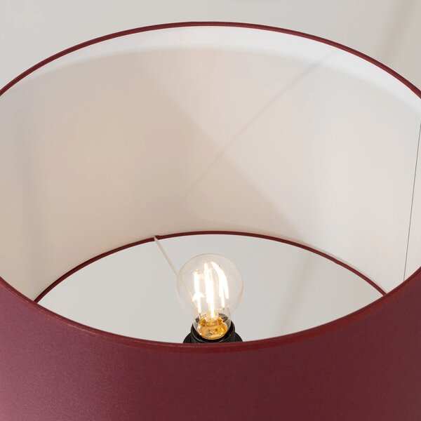 Stojací lampa Nevia, 1x bordó textilní stínítko, b