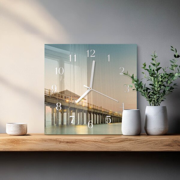 Skleněné hodiny Dřevěný chodník zskb-30x30-00084553