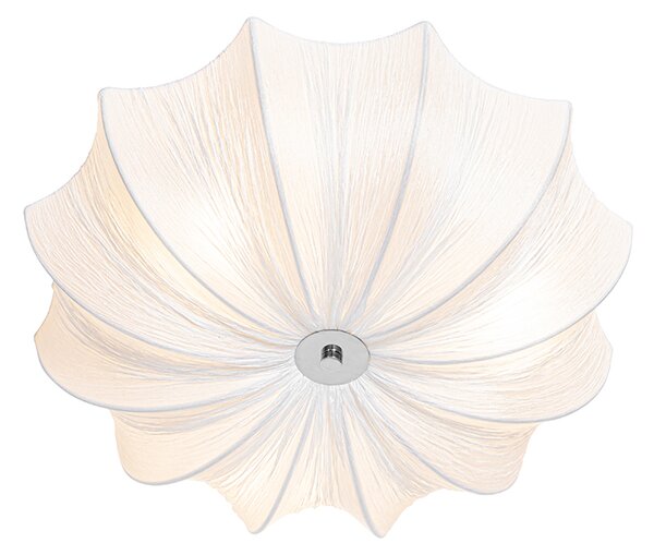 Designové stropní svítidlo bílé hedvábí 52 cm 3-světlo - Plu
