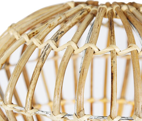 Rustikální stojací lampa trojnožka bambus s bílou - Canna Diamond