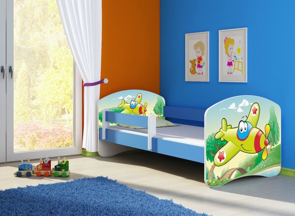 Dětská postel - Letadlo 2 140x70 cm modrá