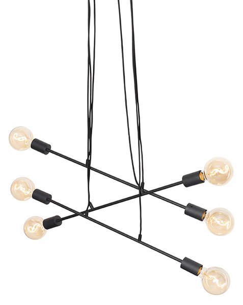 Moderní závěsné svítidlo černé 80 cm 6-světlo - Sydney