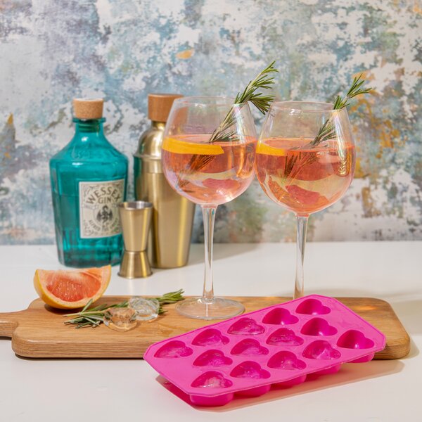 Forma na led KitchenCraft Srdce, silikonová, růžová KCBCICEHEART