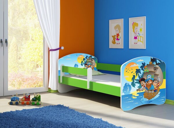 Dětská postel - Piráti 2 140x70 cm zelená