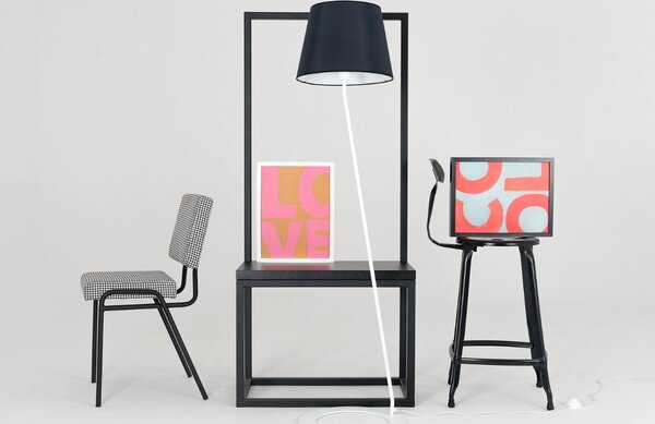 Nordic Design Černá kovová stojací lampa Shadow