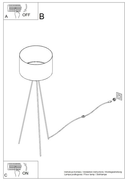 Stojací lampa Nevia, 1x béžové textilní stínítko, b