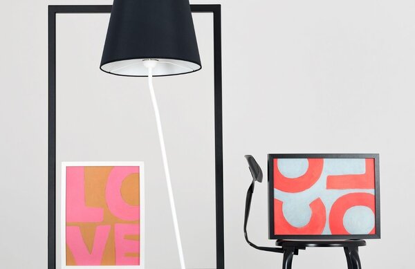Nordic Design Černá kovová stojací lampa Shadow