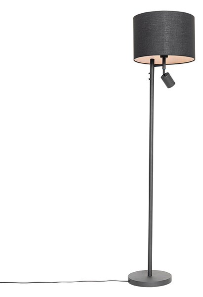 Stojací lampa černá s bílým vnitřkem a lampičkou na čtení - Jelena