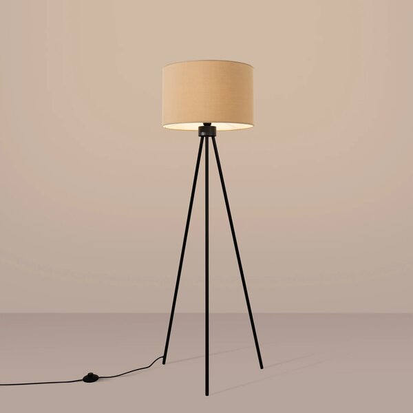 Stojací lampa Nevia, 1x béžové textilní stínítko, b