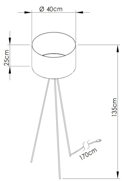 Stojací lampa Nevia, 1x béžové textilní stínítko, b