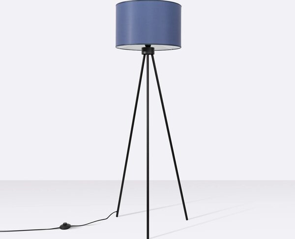 Stojící lampa Nevia, 1x modré textilní stínítko, b