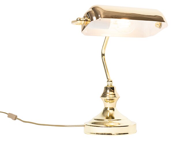Klasická stolní lampa/lampa notáře mosaz - Banker
