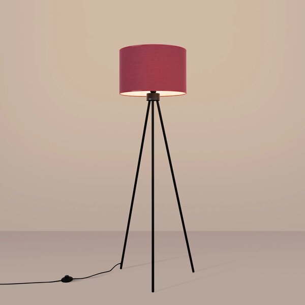 Stojací lampa Nevia, 1x bordó textilní stínítko, b