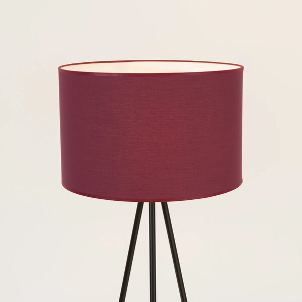 Stojací lampa Nevia, 1x bordó textilní stínítko, b