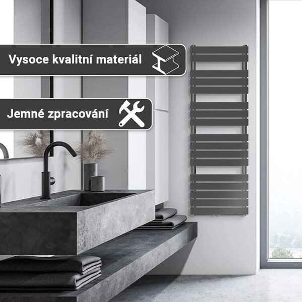 AQUAMARIN Vertikální koupelnový radiátor 160x60 cm, antracit