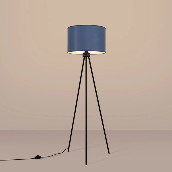 Stojící lampa Nevia, 1x modré textilní stínítko, b