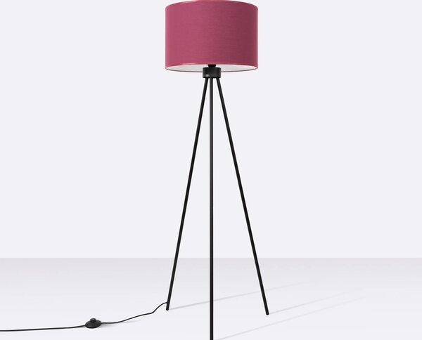 Stojací lampa Nevia, 1x bordó textilní stínítko, b