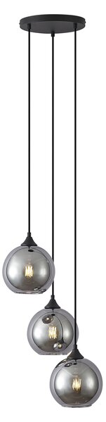 Závěsné svítidlo Art Deco černé s kouřovým sklem 3-světelné - Wallace
