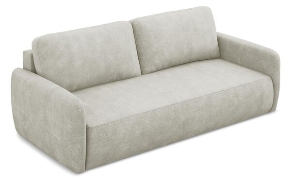 Krémová žinylková rozkládací/s úložným prostorem pohovka 218 cm Lilo – Makamii