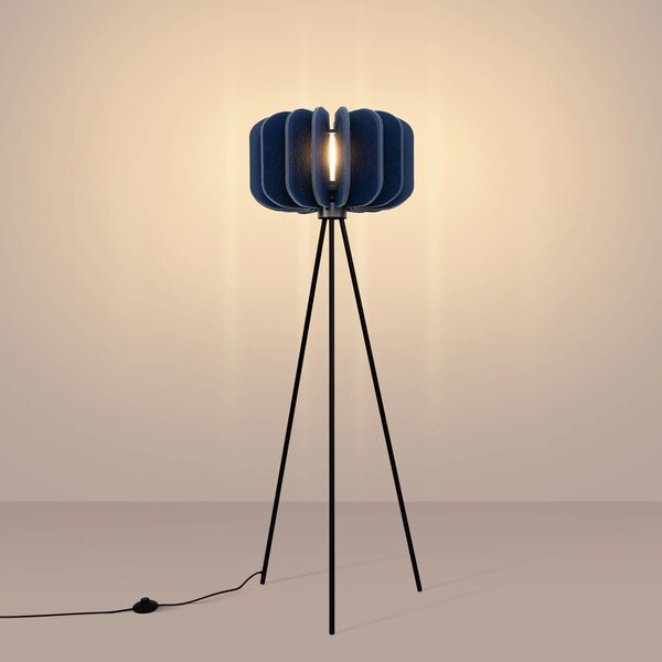 Stojací lampa Mula, 1x modré plstěné stínítko, b, (fi 45cm)