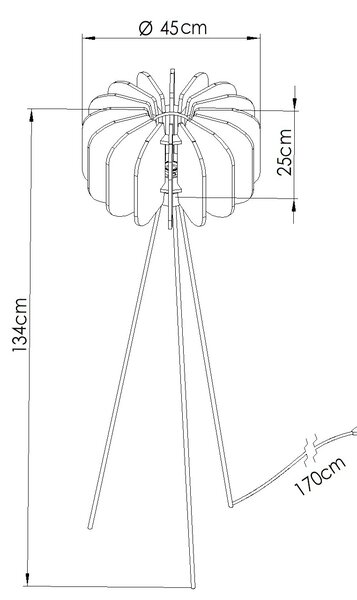 Stojící lampa Mula, 1x žluté plstěné stínítko, b, (fi 45cm)