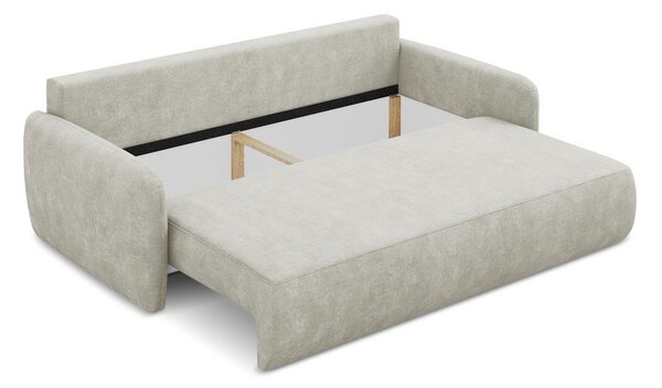 Krémová žinylková rozkládací/s úložným prostorem pohovka 218 cm Lilo – Makamii
