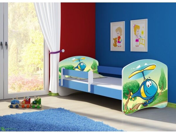 Dětská postel - Helikoptéra 2 140x70 cm modrá