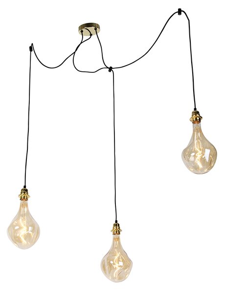 Hanglamp goud 3-lichts incl. LED goud dimbaar - Cava Luxe