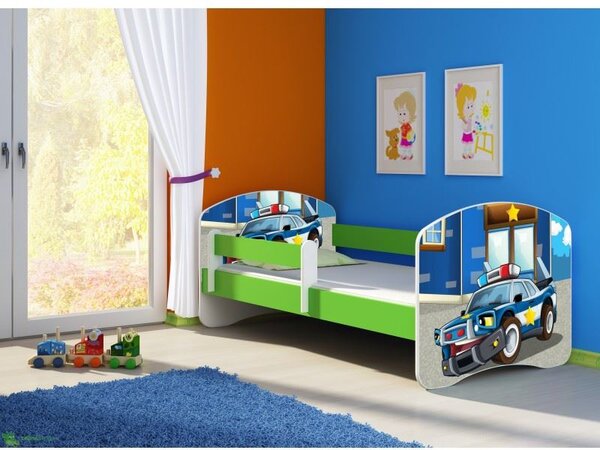 Dětská postel - Policie 2 140x70 cm zelená