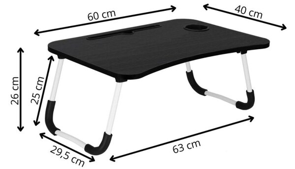 Stolek na notebook skládací 60x40 cm SPRINGOS HA4010 černý