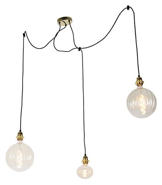 Závěsné svítidlo zlaté 3-světlo včetně LED jantarově stmívatelné - Cava Luxe