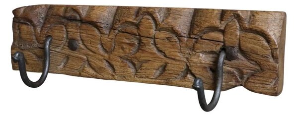 Hnědý antik věšák z recyklovaného dřeva s háčky Grimaud - 43*13*10 cm - Chic Antique