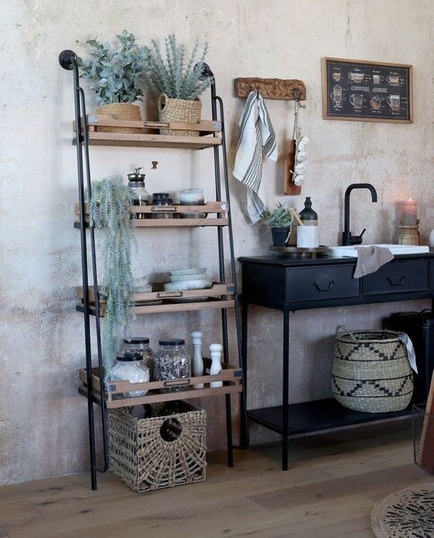 Hnědý antik věšák z recyklovaného dřeva s háčky Grimaud - 43*13*10 cm - Chic Antique