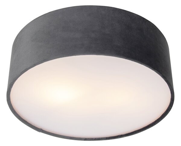 Moderní stropní svítidlo šedé 30 cm se zlatým interiérem - Drum