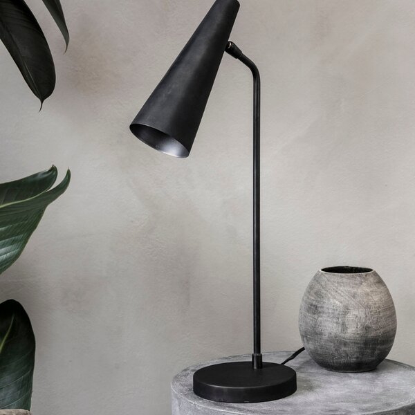 House Doctor Černá kovová stolní lampa Precise 52 cm