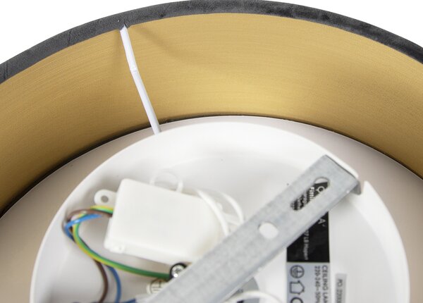 Moderní stropní svítidlo šedé 30 cm se zlatým interiérem - Drum
