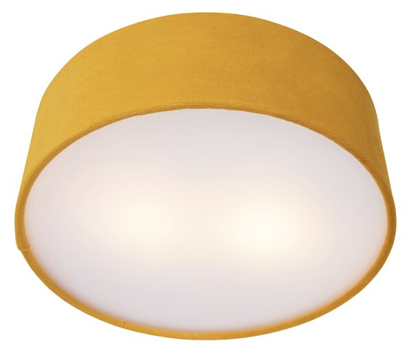 Moderní stropní svítidlo žluté se zlatým vnitřkem 30 cm - Drum
