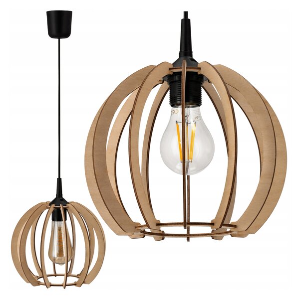 DŘEVĚNÁ STROPNÍ ZÁVĚSNÁ LAMPA 1xE27 LED + KLIP Vysoce kvalitní
