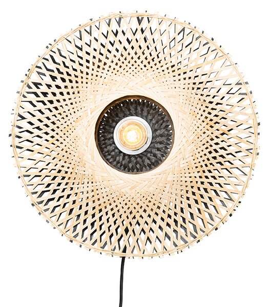 Orientální nástěnná lampa bambus 35 cm se zástrčkou - Rina