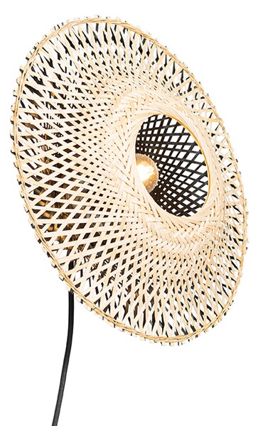 Orientální nástěnná lampa bambus 35 cm se zástrčkou - Rina