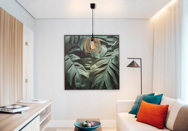 DŘEVĚNÁ STROPNÍ ZÁVĚSNÁ LAMPA 1xE27 LED + KLIP Vysoce kvalitní