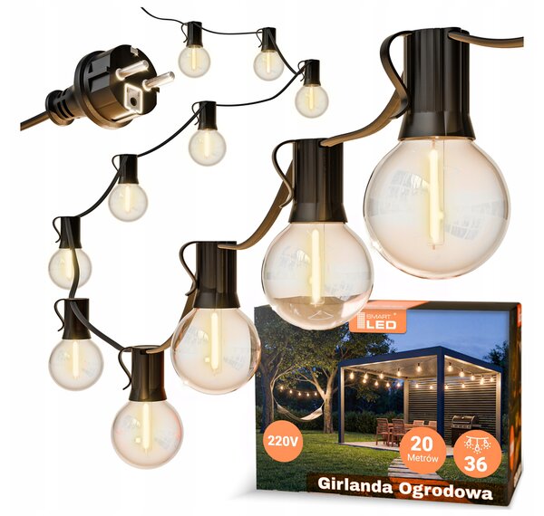 Smart LED Zahradní světelná girlanda 20m/36x/LED žárovka E12