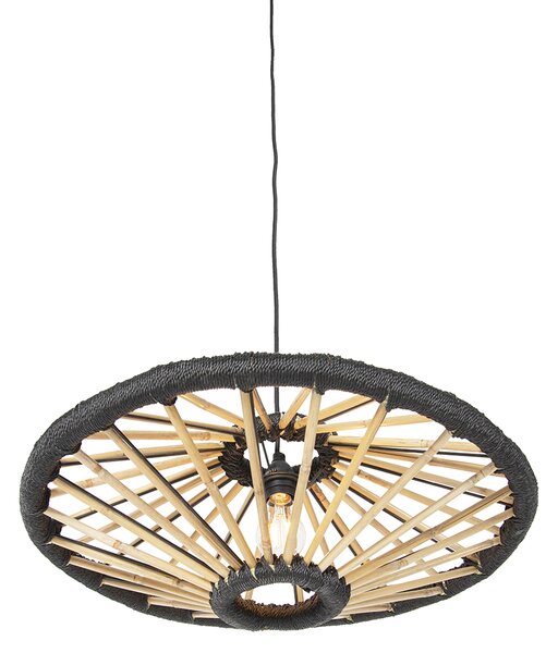 Orientální závěsné svítidlo bambus s černou 60 cm - Evalin