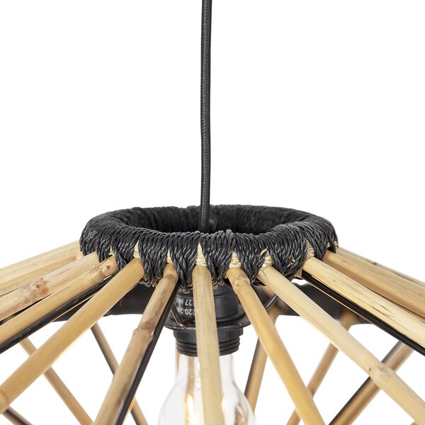 Orientální závěsné svítidlo bambus s černou 60 cm - Evalin