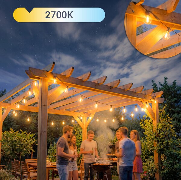 Smart LED Zahradní světelná girlanda 20m/36x/LED žárovka E12