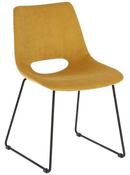 Hořčicově žlutá manšestrová jídelní židle Kave Home Zahara