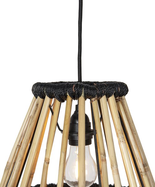 Orientální závěsné svítidlo bambus s černou 32 cm - Evalin