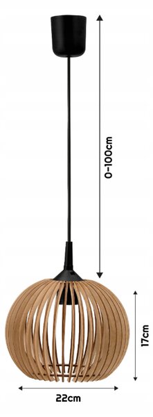 LED STROPNÍ ZÁVĚSNÉ SVÍTIDLO, DŘEVĚNÉ, 1xE27 + KLIP PRO SNADNOU MONTÁŽ BERGE
