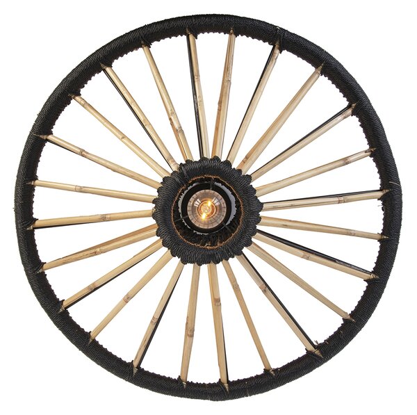 Orientální stropní svítidlo bambus s černou 60 cm - Evalin